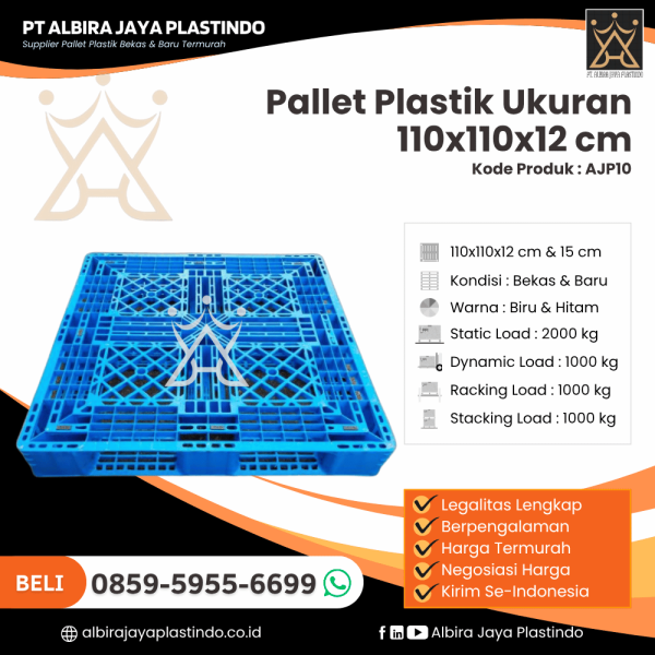 Pallet Plastik Bekas/Baru Ukuran 110x110x12 cm - AJP10