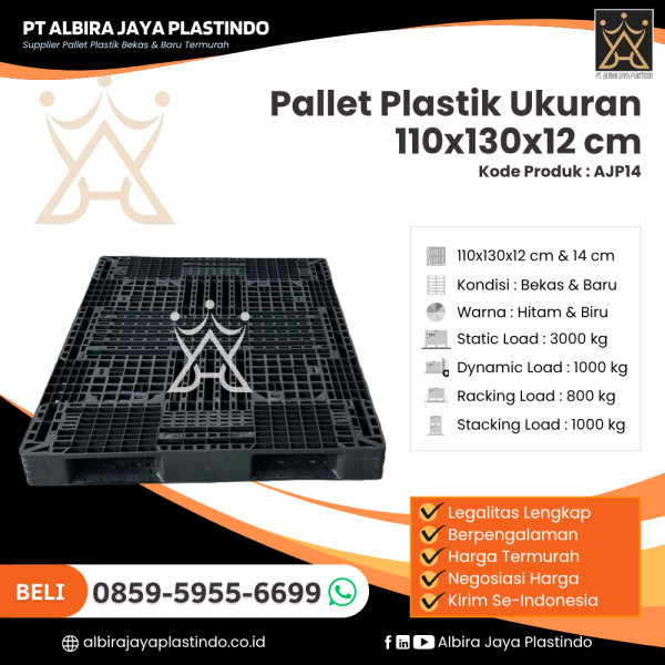 Pallet Plastik Bekas/Baru Ukuran 130x110x12 cm - AJP14