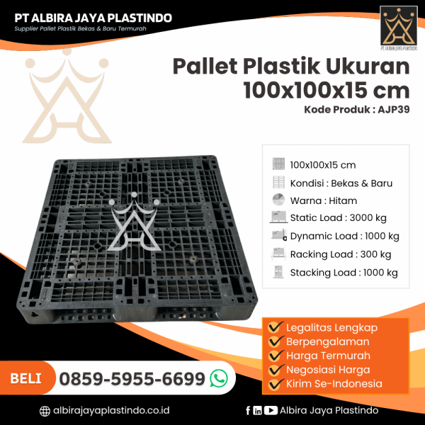 Pallet Plastik Bekas/Baru Ukuran 100x100x15 cm - AJP39