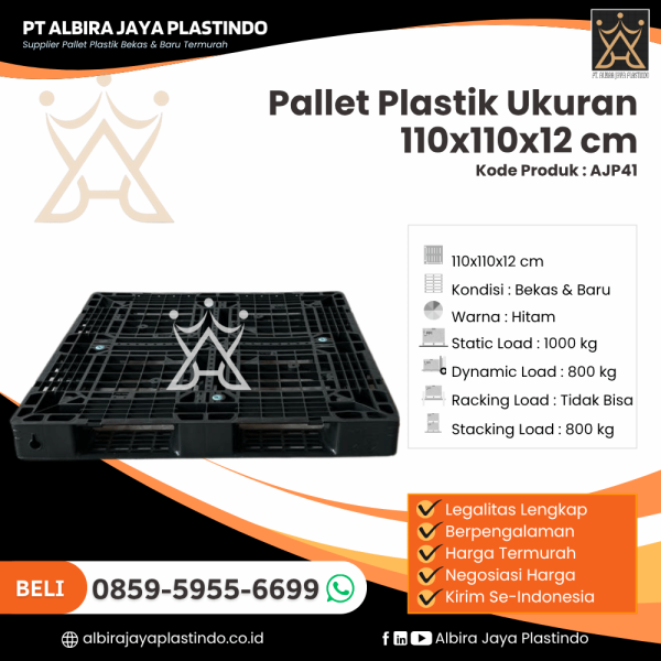 Pallet Plastik Bekas/Baru Ukuran 110x110x12 cm - AJP41