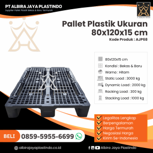 Pallet Plastik Bekas/Baru Ukuran 80x120x15 cm - AJP68