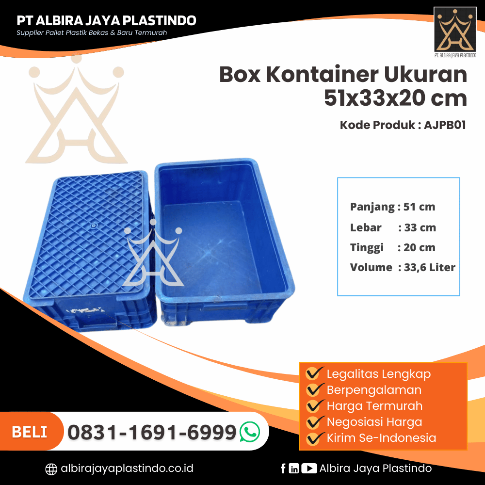 Box Kontainer Baru Ukuran 51x33x20 cm Kapasitas 33,6 Liter - AJPB01