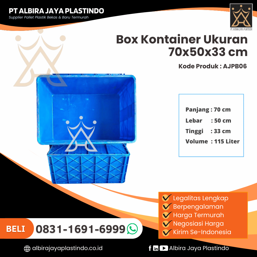 Box Kontainer Baru Ukuran 70x50x33 cm Kapasitas 115,5 Liter - AJPB06