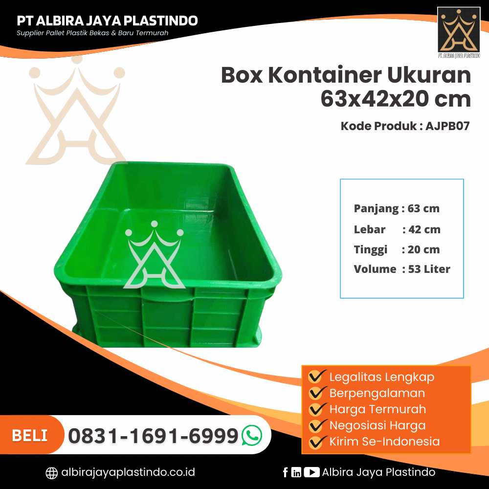 Box Kontainer Baru Ukuran 63x42x20 cm Kapasitas 53 Liter - AJPB07