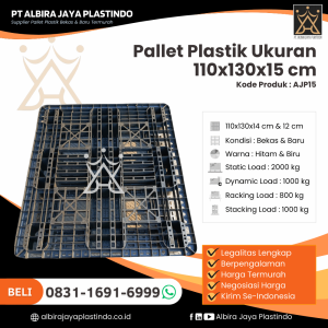 Pallet Plastik Bekas/Baru Ukuran 130x110x14 cm - AJP15