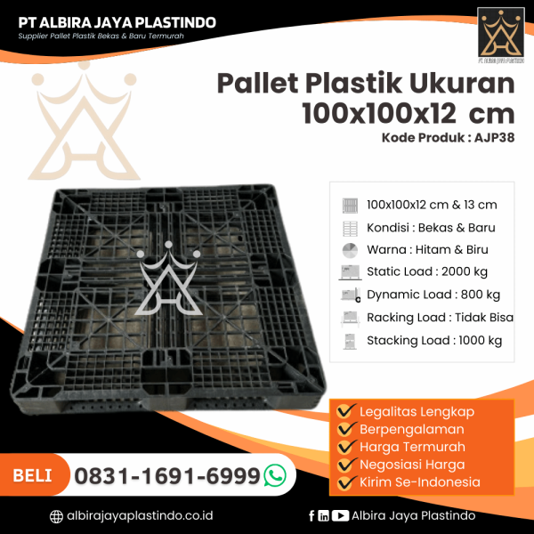 Pallet Plastik Bekas/Baru Ukuran 100x100x12 cm - AJP38